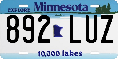 MN license plate 892LUZ