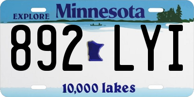 MN license plate 892LYI