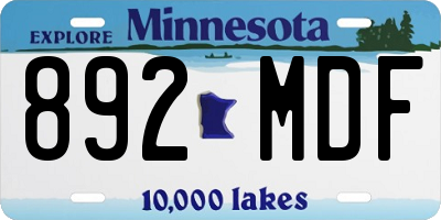 MN license plate 892MDF