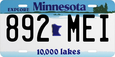 MN license plate 892MEI