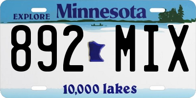 MN license plate 892MIX