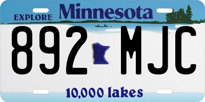 MN license plate 892MJC