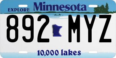 MN license plate 892MYZ