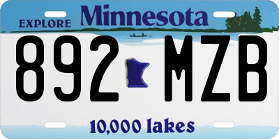 MN license plate 892MZB