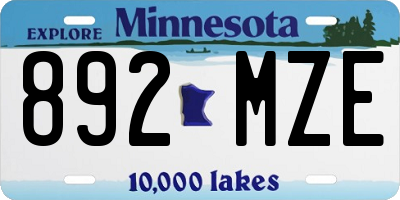 MN license plate 892MZE