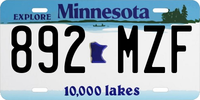 MN license plate 892MZF