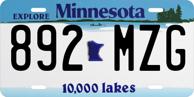 MN license plate 892MZG