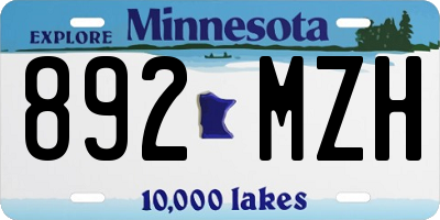 MN license plate 892MZH