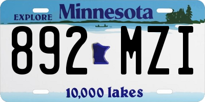 MN license plate 892MZI