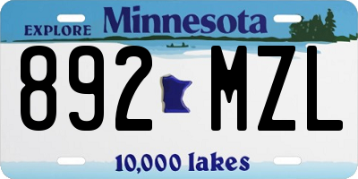MN license plate 892MZL