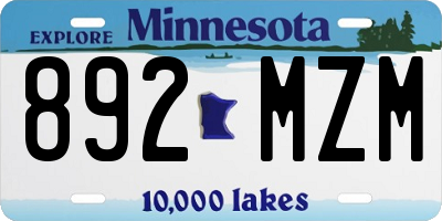 MN license plate 892MZM