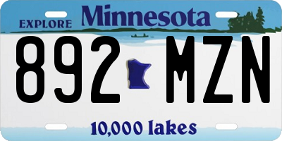 MN license plate 892MZN