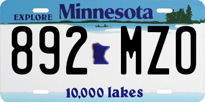 MN license plate 892MZO