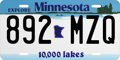 MN license plate 892MZQ