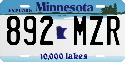 MN license plate 892MZR