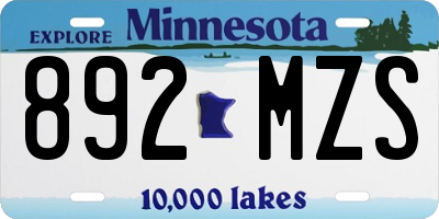 MN license plate 892MZS