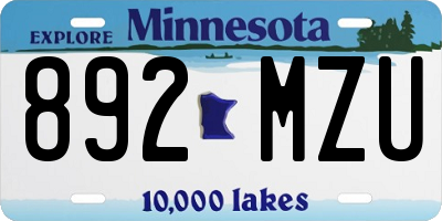 MN license plate 892MZU