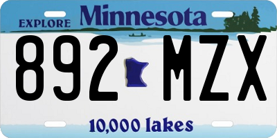 MN license plate 892MZX