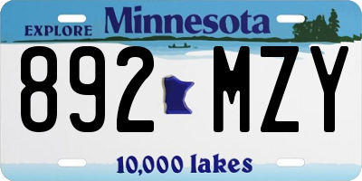 MN license plate 892MZY