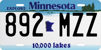 MN license plate 892MZZ