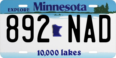 MN license plate 892NAD