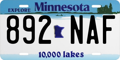 MN license plate 892NAF