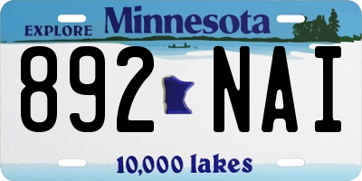 MN license plate 892NAI