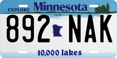 MN license plate 892NAK