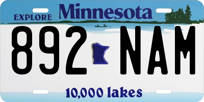 MN license plate 892NAM