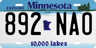 MN license plate 892NAO