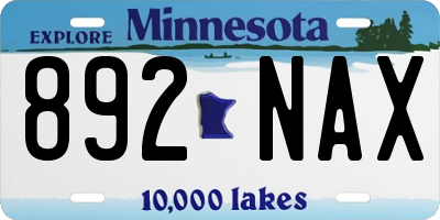 MN license plate 892NAX