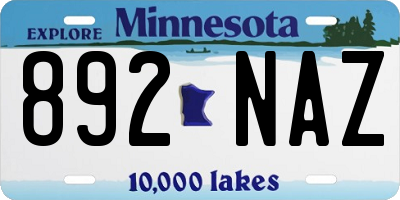 MN license plate 892NAZ