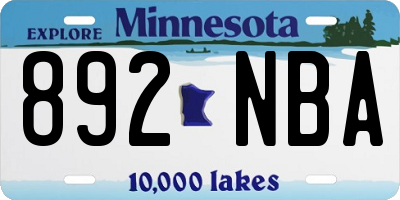MN license plate 892NBA
