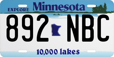MN license plate 892NBC