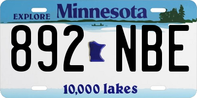 MN license plate 892NBE