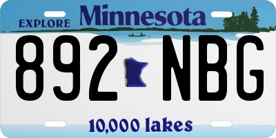 MN license plate 892NBG