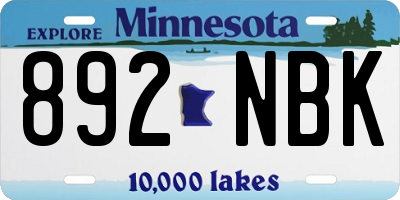 MN license plate 892NBK