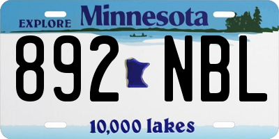 MN license plate 892NBL