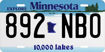 MN license plate 892NBO