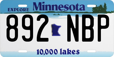 MN license plate 892NBP