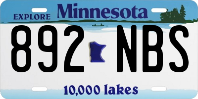 MN license plate 892NBS