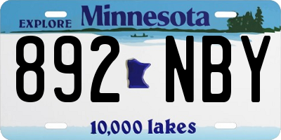 MN license plate 892NBY