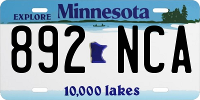 MN license plate 892NCA