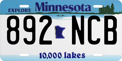 MN license plate 892NCB