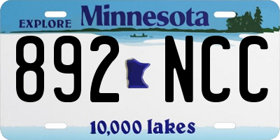 MN license plate 892NCC