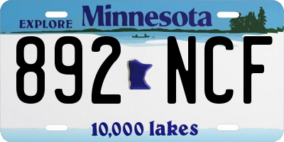 MN license plate 892NCF