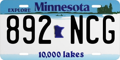 MN license plate 892NCG