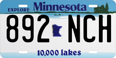MN license plate 892NCH