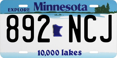 MN license plate 892NCJ