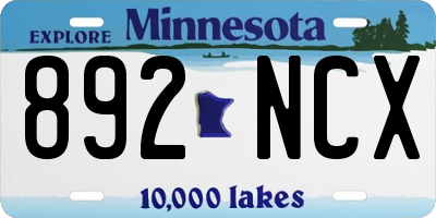 MN license plate 892NCX